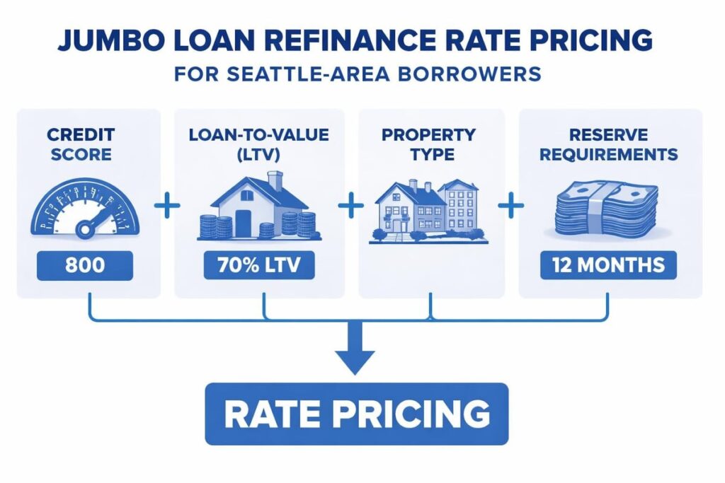 What drives jumbo refinance pricing: credit score, loan-to-value, property type, and reserves