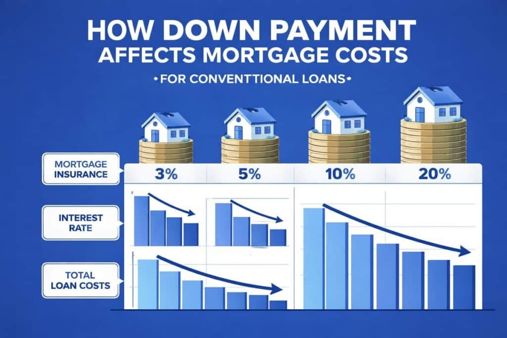 How 3%, 5%, 10% and 20% down payments change mortgage insurance and total loan cost for Seattle buyers